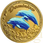 1 Unze Goldmünze EC8 Dominica - Delfin 2023 - coloriert